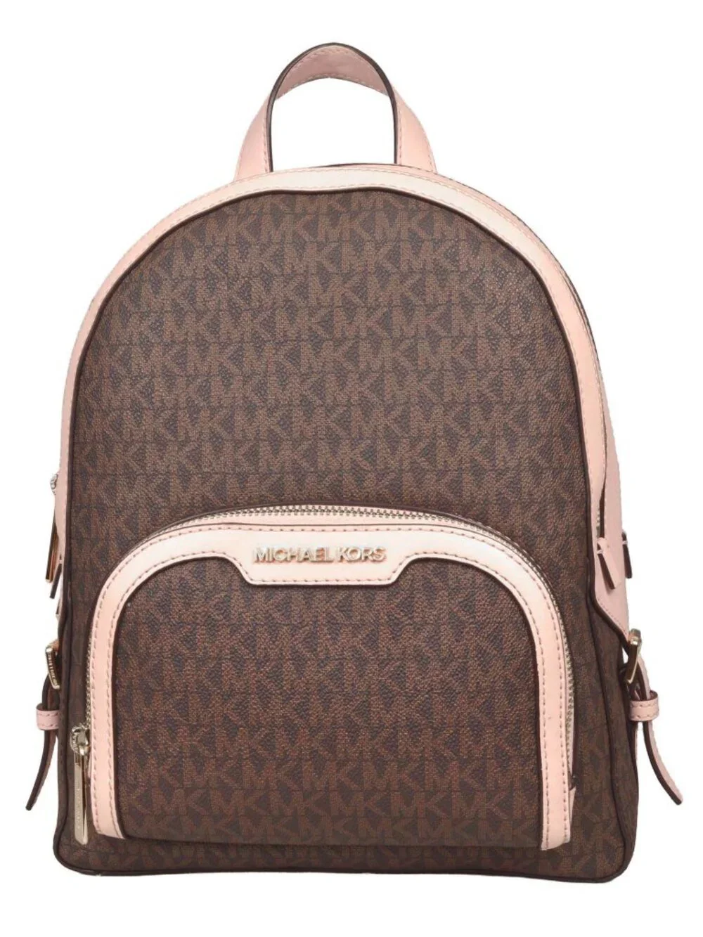 Michael Kors Jaycee Medium Logo Backpack Brown Pink Print